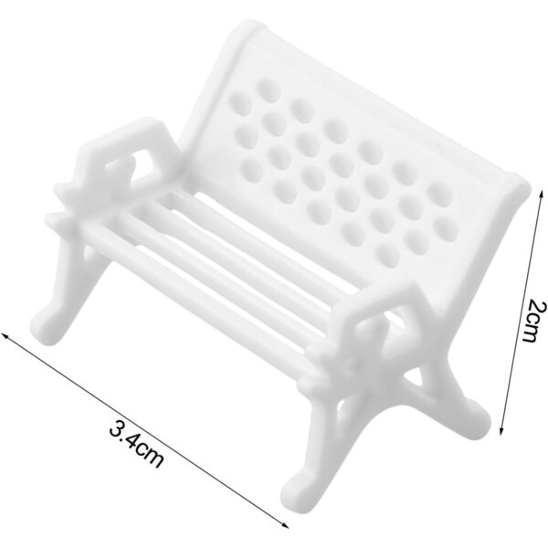 Mini panchine in plastica bianca per case delle bambole - set da 10 o 100 pezzi