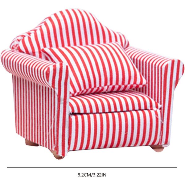 1:12 Doppelsofa aus Holz für Puppenhaus-Wohnzimmer, Blumenstoff