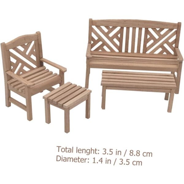 iplusmile Set Mini Mobili da Giardino in Legno per Casa delle Bambole - Tavolo e Sedie