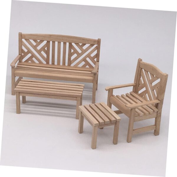 iplusmile Set Mini Mobili da Giardino in Legno per Casa delle Bambole - Tavolo e Sedie