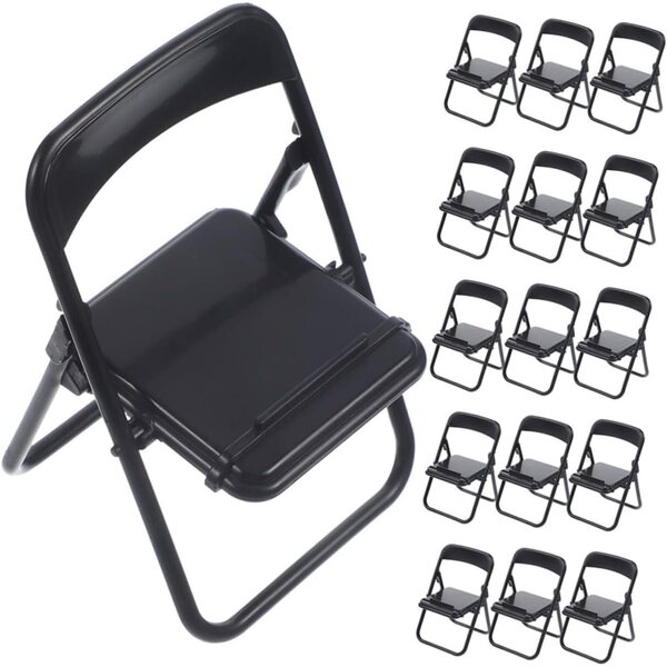 PartyKindom 25 Mini Sedie Pieghevoli Nero per Casa delle Bambole e Supporto Cellulare