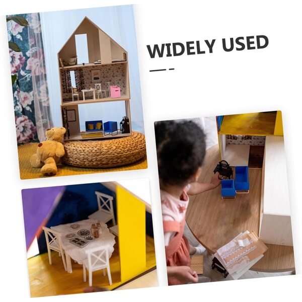 25 Mini-Klappstühle aus schwarzem Kunststoff für Puppenhaus und Handyständer