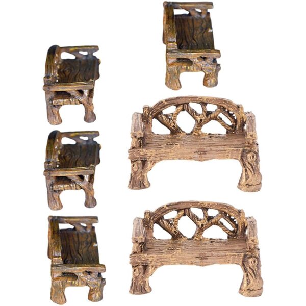 Mini Sedile e Panca in Resina Marrone Realistici per Miniature e Decorazioni