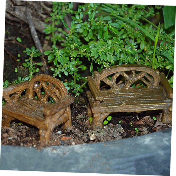 Mini Sedile e Panca in Resina Marrone Realistici per Miniature e Decorazioni
