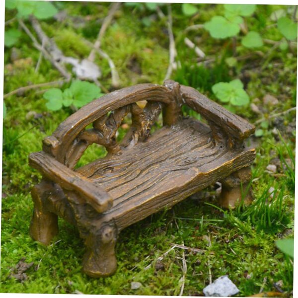 Mini Sedile e Panca in Resina Marrone Realistici per Miniature e Decorazioni