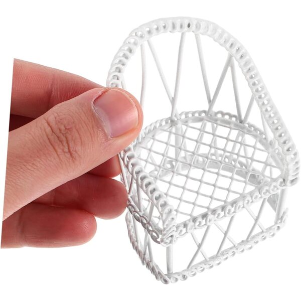 VOSAREA Set Miniatura Tavolino e Sedie in Ferro Bianco per Casa delle Bambole