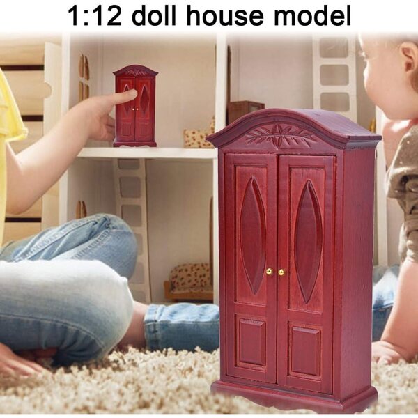 Armadio in Legno Vintage a Doppia Porta per Casa delle Bambole Scala 1:12