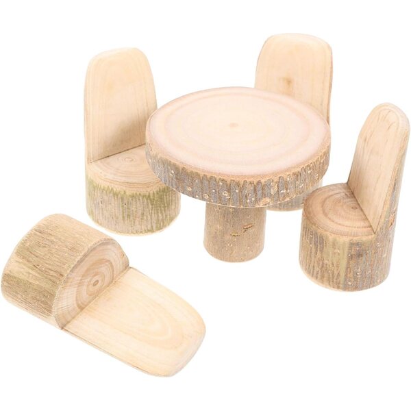 Set Tavolo e Sedie in Legno Miniatura per Case delle Bambole Micro Paesaggi