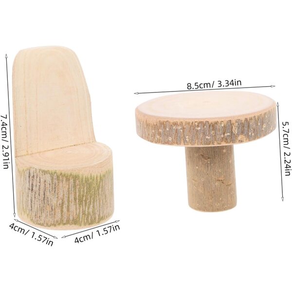 Set Tavolo e Sedie in Legno Miniatura per Case delle Bambole Micro Paesaggi