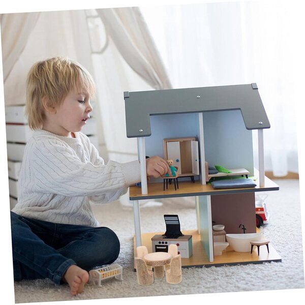 Set Tavolo e Sedie in Legno Miniatura per Case delle Bambole Micro Paesaggi