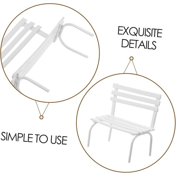 INOOMP 2 Mini Panchine in Ferro Bianco per Micro Paesaggi e Case delle Bambole