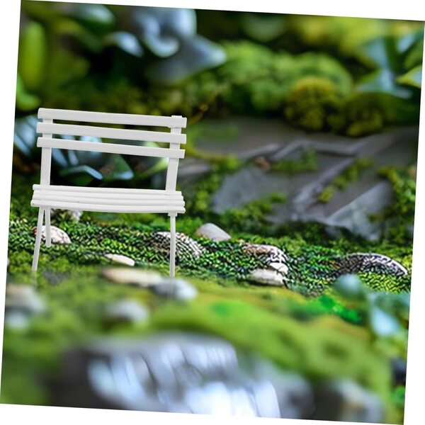 INOOMP 2 Mini Panchine in Ferro Bianco per Micro Paesaggi e Case delle Bambole