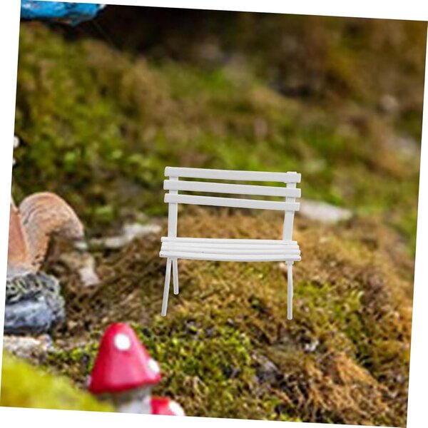 INOOMP 2 Mini Panchine in Ferro Bianco per Micro Paesaggi e Case delle Bambole