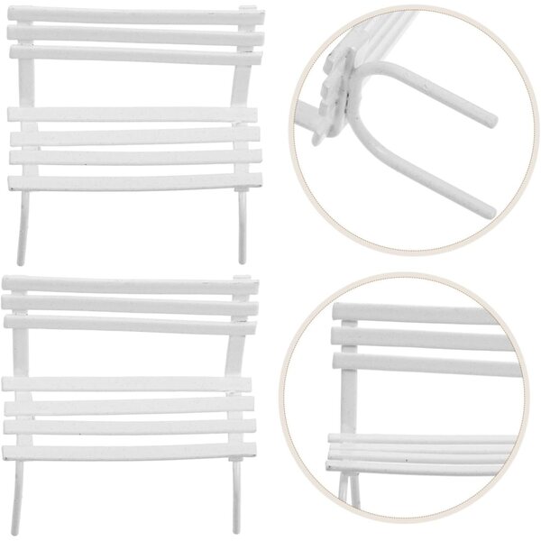 INOOMP 2 Mini Panchine in Ferro Bianco per Micro Paesaggi e Case delle Bambole