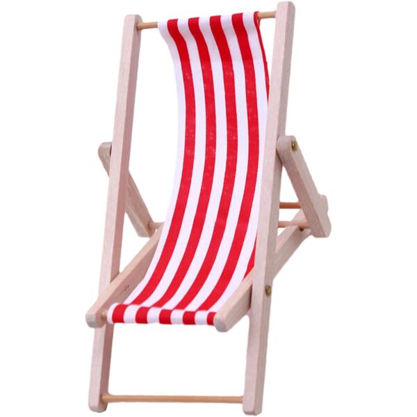 Mini Sedia da Spiaggia in Legno e Tessuto, Pieghevole e Realistica per Decorazioni