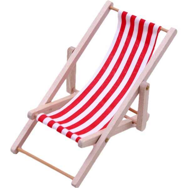 Mini Sedia da Spiaggia in Legno e Tessuto, Pieghevole e Realistica per Decorazioni