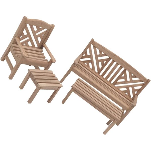 Hemobllo Set Mini Mobili in Legno per Case delle Bambole: Tavolo, Sedie e Sgabello