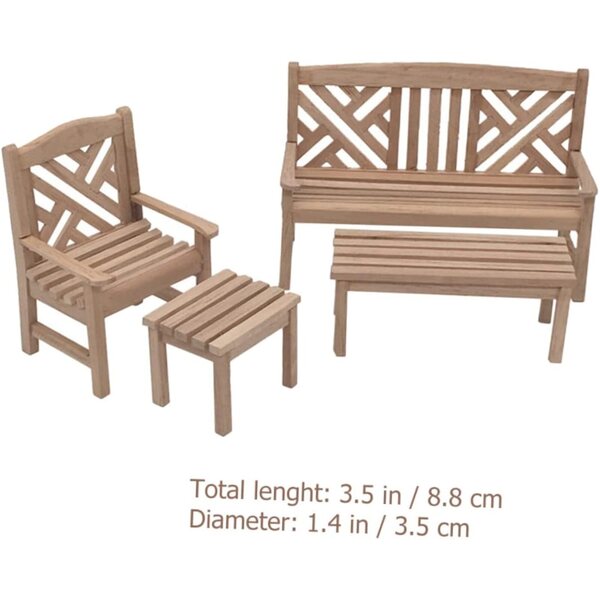 Hemobllo Set Mini Mobili in Legno per Case delle Bambole: Tavolo, Sedie e Sgabello