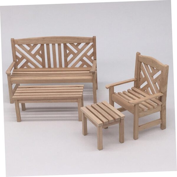 Hemobllo Set Mini Mobili in Legno per Case delle Bambole: Tavolo, Sedie e Sgabello