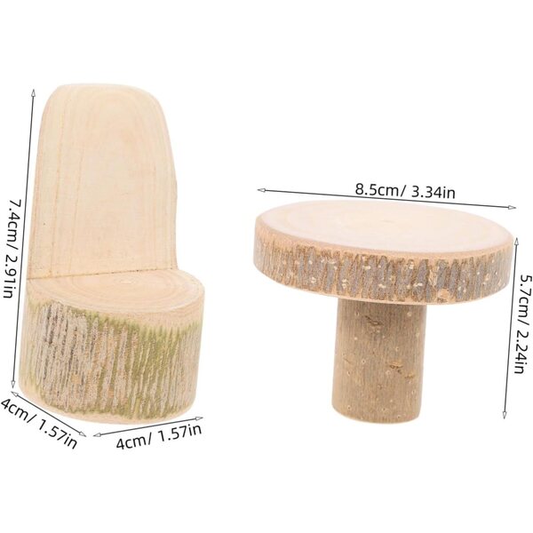 Hemobllo Tavolo e Sedie Miniatura in Legno per Casa delle Bambole e Micro Paesaggio