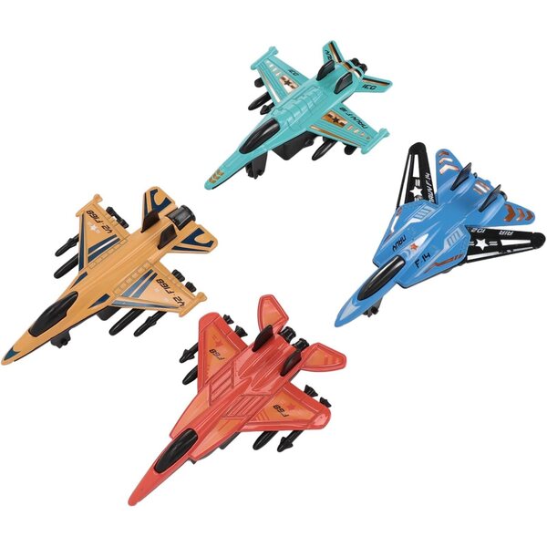 Set mit 4 Asixxsix-Druckguss-Flugzeugmodellen mit Rädern, Militärspielzeug für Kinder