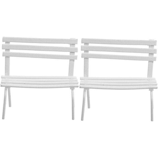 Hemobllo Set 2 Mini Panchine in Ferro Bianco per Micro Paesaggi e Case delle Bambole