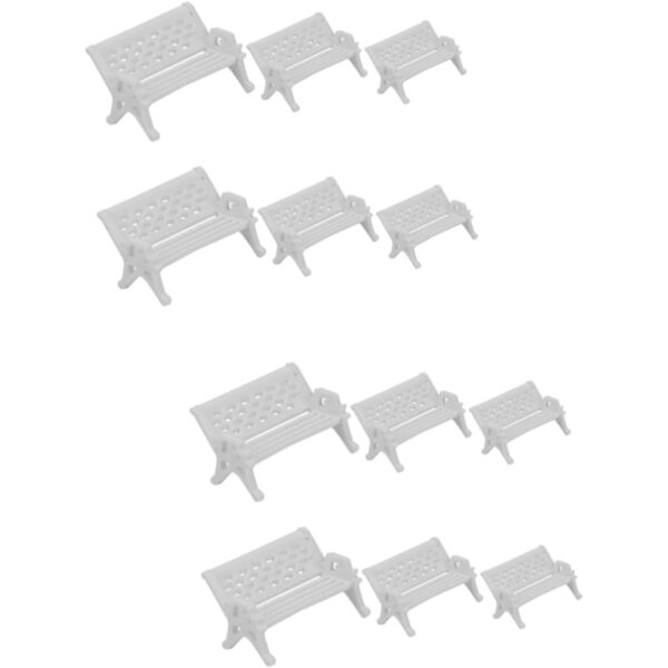HEMOTON Set 2 Mini Panchine e Sedie in Miniatura per Casa delle Bambole, 12 Pezzi