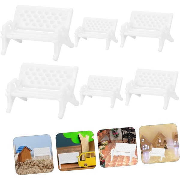 HEMOTON Set 2 Mini Panchine e Sedie in Miniatura per Casa delle Bambole, 12 Pezzi