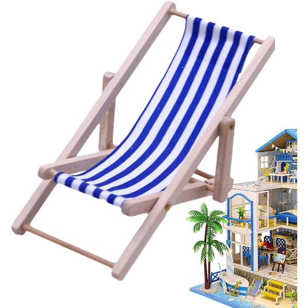 Mini-Strandklappstuhl, lang, aus Holz und Stoff für Basteldekorationen