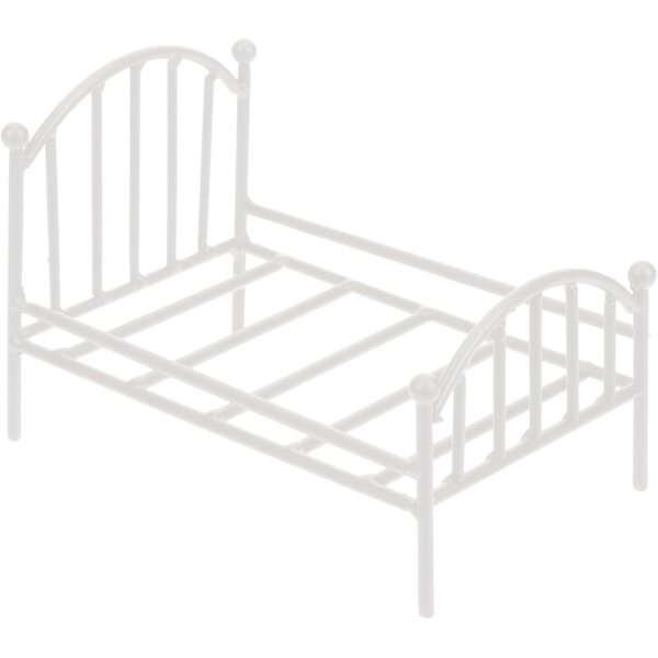 Letto in miniatura in metallo vintage per casa delle bambole, dimensioni 16x11x10 cm