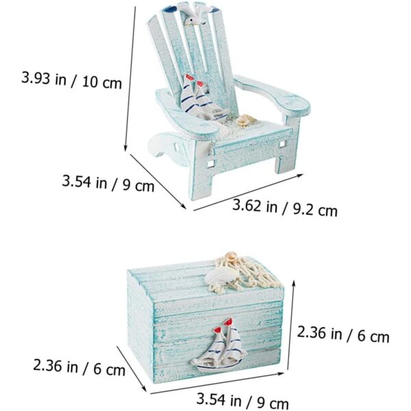 Mobestech Mini Sedia Decorativa in Legno con Scatola per Arredamento da Spiaggia