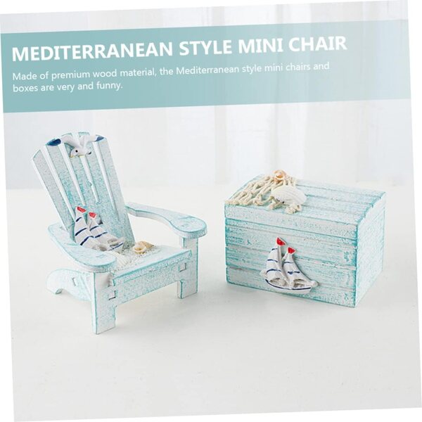 Mobestech Mini Sedia Decorativa in Legno con Scatola per Arredamento da Spiaggia