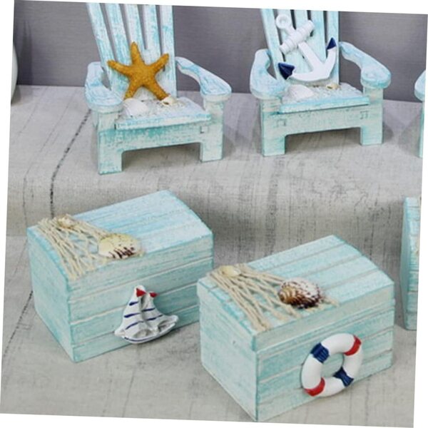 Mobestech Mini Sedia Decorativa in Legno con Scatola per Arredamento da Spiaggia