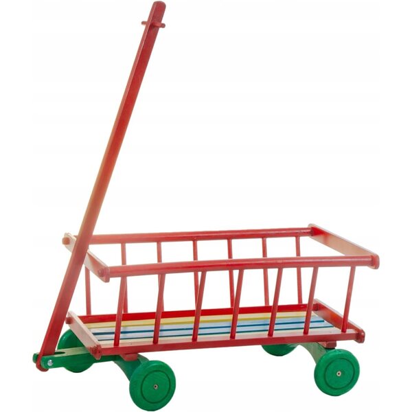 Farbenfroher Holzkinderwagen mit drehbaren Rädern für Kinder ab 3 Jahren