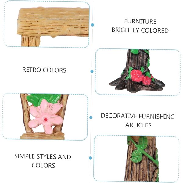 VICASKY Set 4 Mini Mobili in Resina Tavolo e Sedie per Decorazioni Fai Da Te