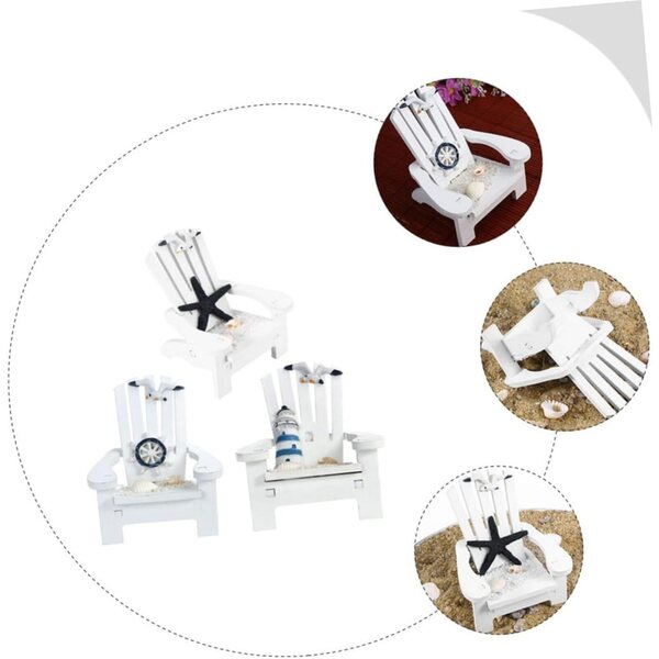 IMIKEYA 3 Mini Sedie da Spiaggia in Legno per Case delle Bambole e Decorazioni Estive