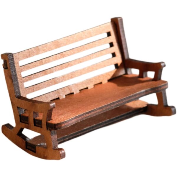 Mini Sedia a Dondolo Vintage in Legno per Case delle Bambole e Decorazioni Miniatura