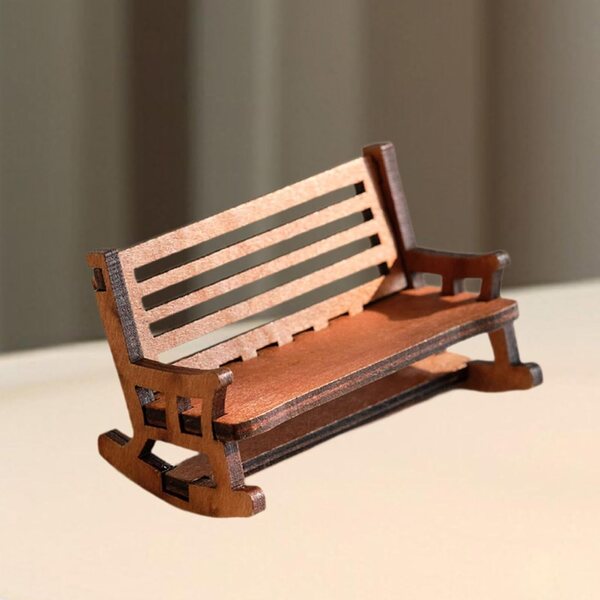 Mini Sedia a Dondolo Vintage in Legno per Case delle Bambole e Decorazioni Miniatura