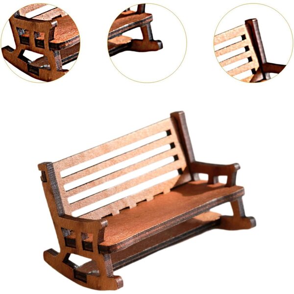 Mini Sedia a Dondolo Vintage in Legno per Case delle Bambole e Decorazioni Miniatura