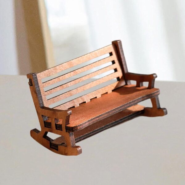 Mini Sedia a Dondolo Vintage in Legno per Case delle Bambole e Decorazioni Miniatura