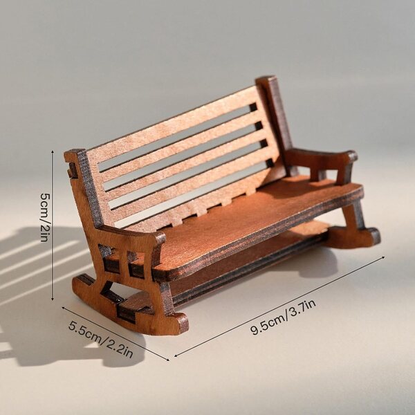 Mini Sedia a Dondolo Vintage in Legno per Case delle Bambole e Decorazioni Miniatura