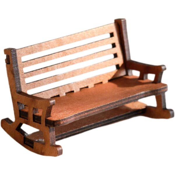 Mini Sedia a Dondolo Vintage in Legno per Case delle Bambole e Decorazioni Miniatura