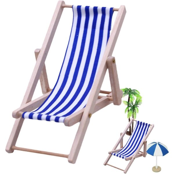 Mini dekorativer Strandstuhl aus Holz für Puppen und Handyhalter