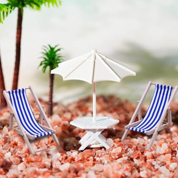 Mini dekorativer Strandstuhl aus Holz für Puppen und Handyhalter