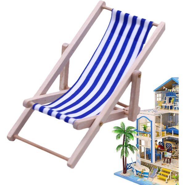 Mini dekorativer Strandstuhl aus Holz für Puppen und Handyhalter