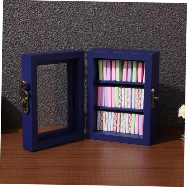 ERINGOGO Mini Libreria in Legno per Casa delle Bambole con Porta Funzionale e Chiavistello