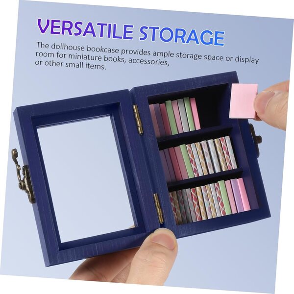 PRETYZOOM Mini Libreria in Legno con Porta Funzionale per Casa delle Bambole