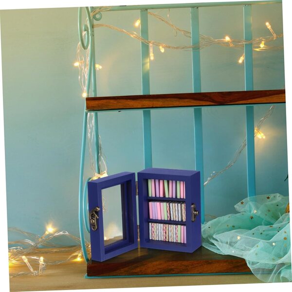 PRETYZOOM Mini Libreria in Legno con Porta Funzionale per Casa delle Bambole