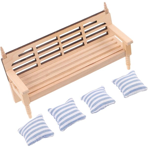 VICASKY Vintage Miniatursofa mit 4 Kissen für 1/12 Puppenhaus