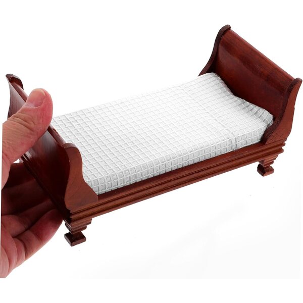 VICASKY Letto in Miniatura in Legno per Casa delle Bambole 15x7x7 cm Marrone